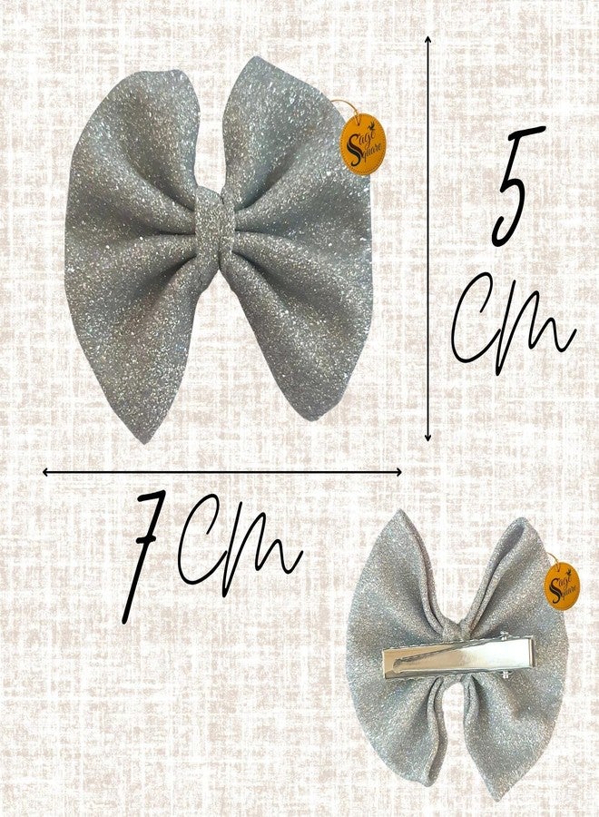 Sage Square Pet Glitter Bow - Elegant Non-Slip Hair Clip for Cats & Dogs | Fancy & Stylish Grooming Accessory | Perfect for Special Occasions, Weddings (Grey) - Image 3